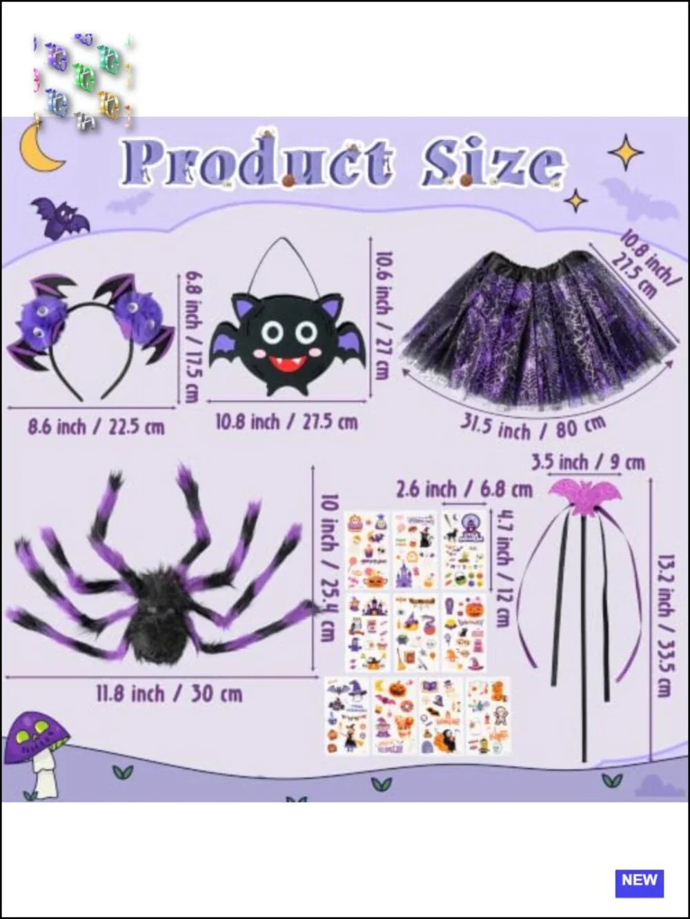 Kids Halloween Spider Costume Set with Skirt Backpack Headband